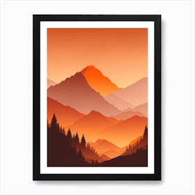 Misty Mountains Vertical Composition In Orange Tone 208 Art Print