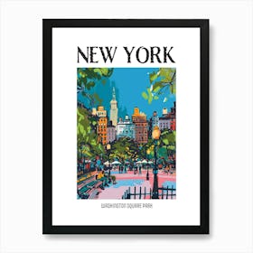 Washington Square Park New York Colourful Silkscreen Illustration 3 Poster Art Print