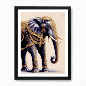 Elephant In Gold Art Print