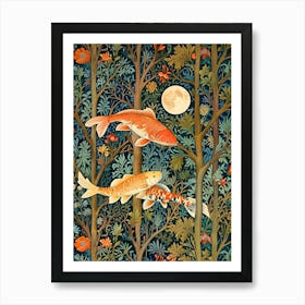 William Morris Koi Fish In The Forest Art Print