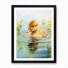 Duckling Splashing Around 3 Art Print