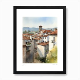 Lucca, Tuscany, Italy 4 Watercolour Travel Poster Art Print
