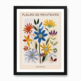 Spring Floral French Poster  Edelweiss 1 Art Print