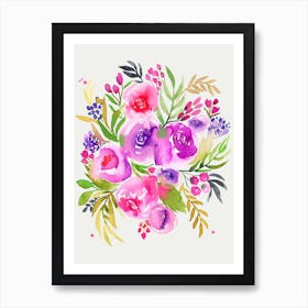 Flowers Bouquet Purple Art Print