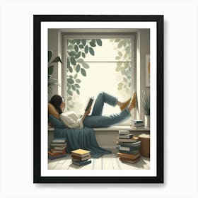 Girl Reading A Book 6 Art Print