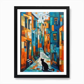 Painting Of Venice With A Cat In The Style Of Cubism, Picasso Style 2 Art Print