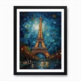 Eiffel Tower Paris France Vincent Van Gogh Style 19 Art Print