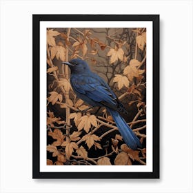 Dark And Moody Botanical Bluebird 4 Art Print