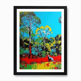 A Painting Of A Cat In Royal Botanic Garden, Melbourne In The Style Of Pop Art 04 Art Print