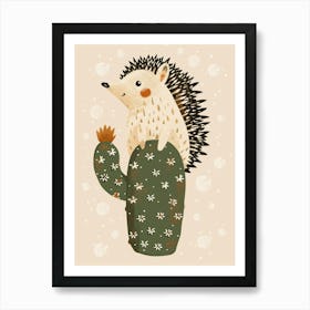 Hedgehog Cactus Minimalist Abstract Illustration 1 Art Print