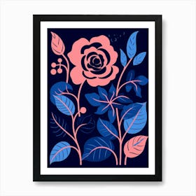 Blue Flower Illustration Rose 5 Art Print
