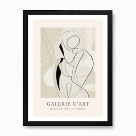 Galerie D'Art Abstract Line Art Figure Neutrals 7 Art Print