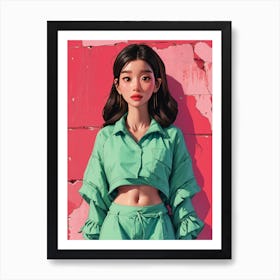 Illustrated Asian girl Art Print