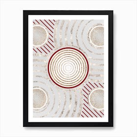 Geometric Abstract Glyph in Festive Gold Silver and Red n.0097 Art Print