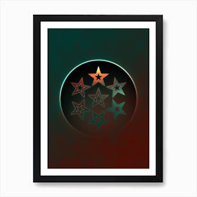 Geometric Neon Glyph on Jewel Tone Triangle Pattern 259 Art Print
