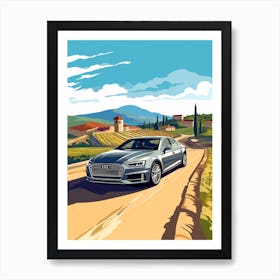 A Audi A4 In The Tuscany Italy Illustration 1 Art Print