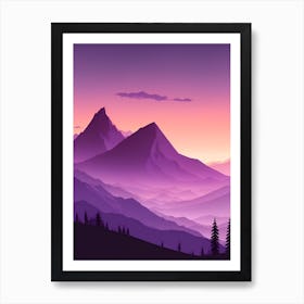 Misty Mountains Vertical Composition In Purple Tone 25 Art Print