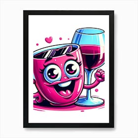 Pink Wine Mug Art Print