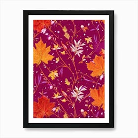 Abstract Autumnal Wallpaper Featuring A Vivid Top View Of An Oak And A Maple Tree Their Branches Ab Art Print