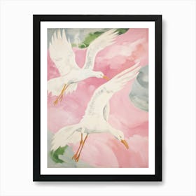 Pink Ethereal Bird Painting Albatross 2 Art Print