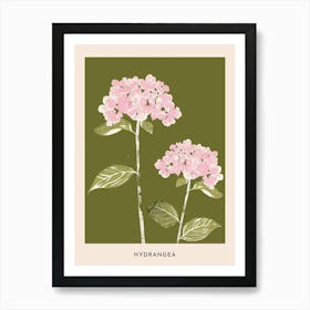 Pink & Green Hydrangea 1 Flower Poster Art Print