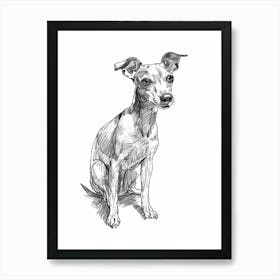 American Greyhound Dog Line Sketch 1 Art Print