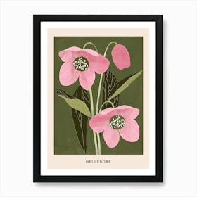 Pink & Green Hellebore 1 Flower Poster Art Print