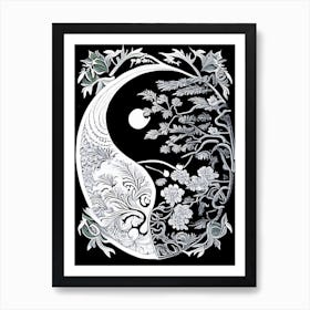 Abstract Yin and Yang 5 Linocut Art Print