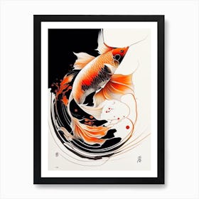 Shusui Koi 1, Fish Minimal Line Drawing Art Print