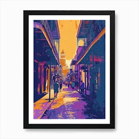 Bourbon Street Retro Pop Art Illustration (3) Art Print