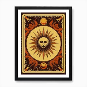 The Sun Tarot Card, Vintage 1 Art Print