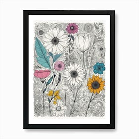 Flowers And Leaves Art Print