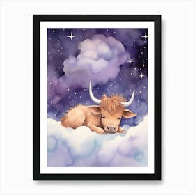 Baby Bison 2 Sleeping In The Clouds Art Print