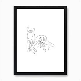 Cowgirl And Horse Art Print
