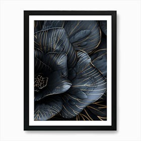 Black And Gold Flower 1 Art Print