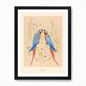 Folksy Floral Animal Drawing Parrot 4 Poster Art Print