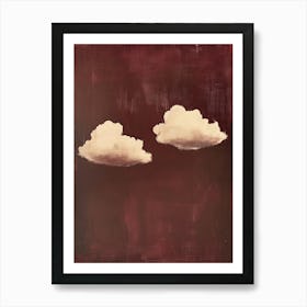 Clouds Wall Art Painting Burgundy Red Sky Print Art Print