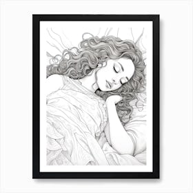 Line Art Inspired By The Sleeping Gypsy 2 Art Print