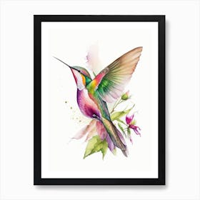 Buff Bellied Hummingbird Cute Neon 3 Art Print