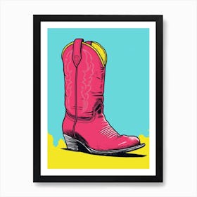 Cowgirl Boots Bright Colours Illustration 4 Art Print