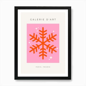 Christmas Snowflake Pink And Orange Art Print