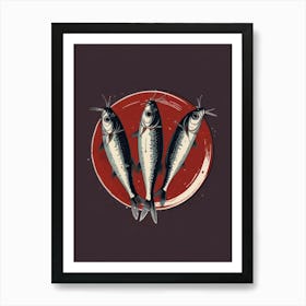 Three Fish On A Plate Art Print