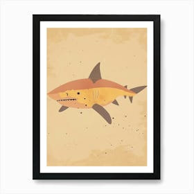 Muted Pastel Mustard Shark 2 Art Print