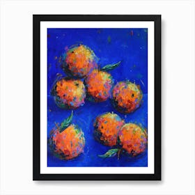 Oranges On Blue 1 Art Print