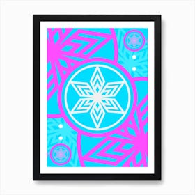 Geometric Glyph in White and Bubblegum Pink and Candy Blue n.0055 Art Print