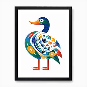 Scandinavian Bird Illustration Mallard Duck 1 Art Print