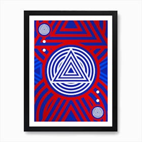 Geometric Abstract Glyph in White on Red and Blue Array n.0100 Art Print