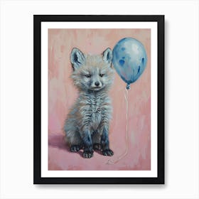 Cute Arctic Fox 2 With Balloon Art Print