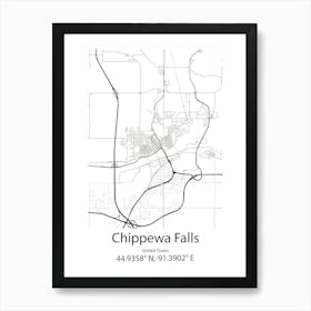 Chippewa Falls,United States Minimalist Map Art Print