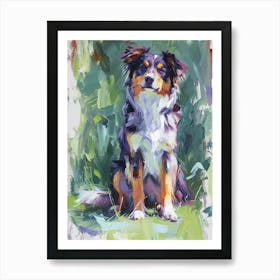 Australian Shepard Dog Acrylic Painting 2 Art Print